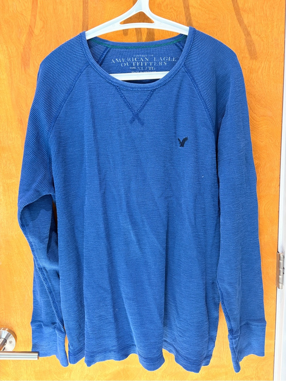 Vintage American Eagle Blue Waffle-Knit Long Sleeve Men's size XL